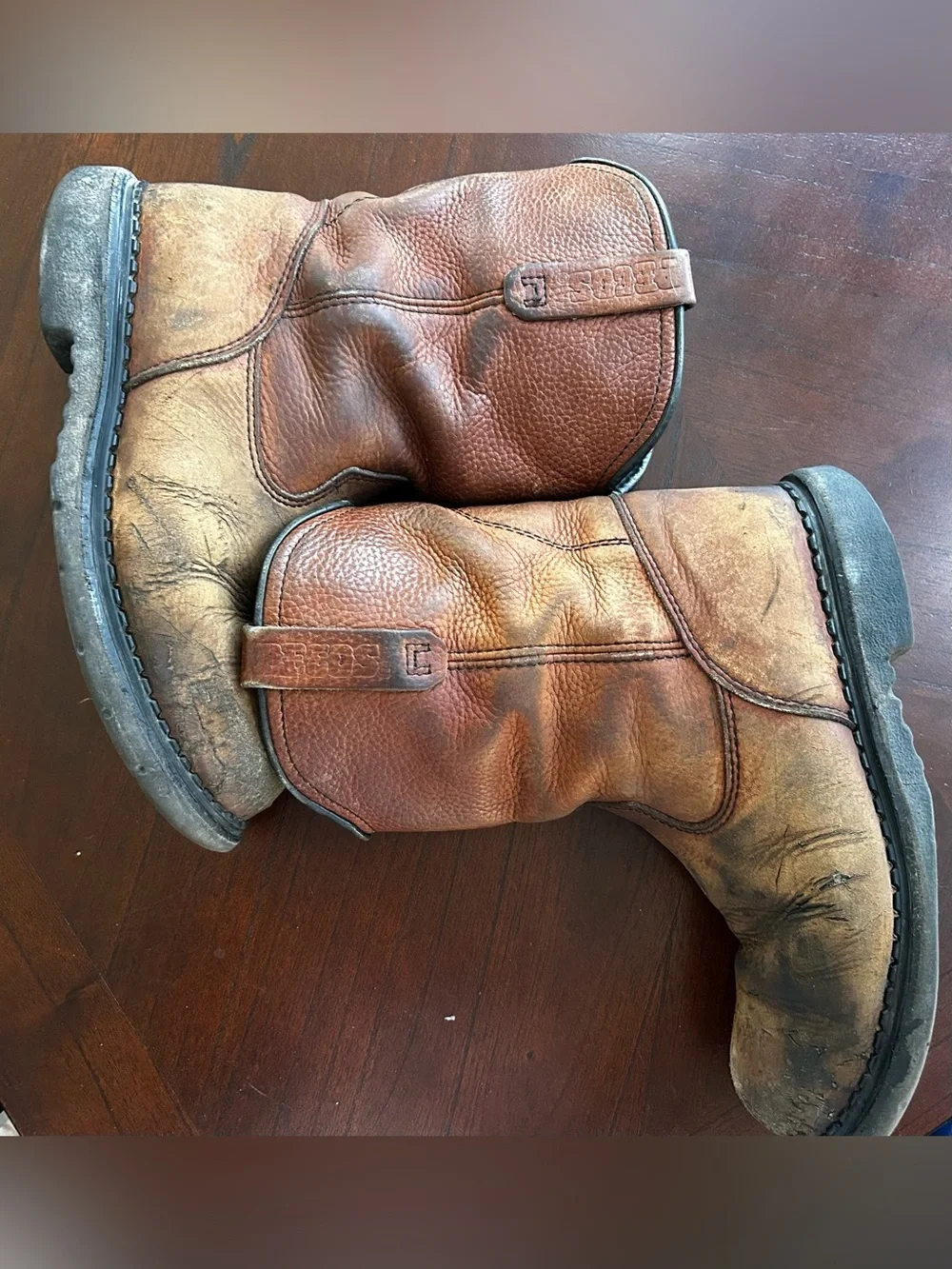 Vintage Red Wing Pecos Pull-On Work Boots Made in USA Distressed Leather size 9D